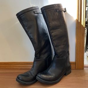 Black leather knee high boots size 37